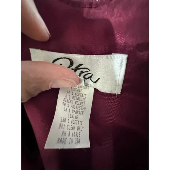 Vintage Patra Red Floral Stretch Velvet Dress with jacket Size 8 - Picture 6 of 13